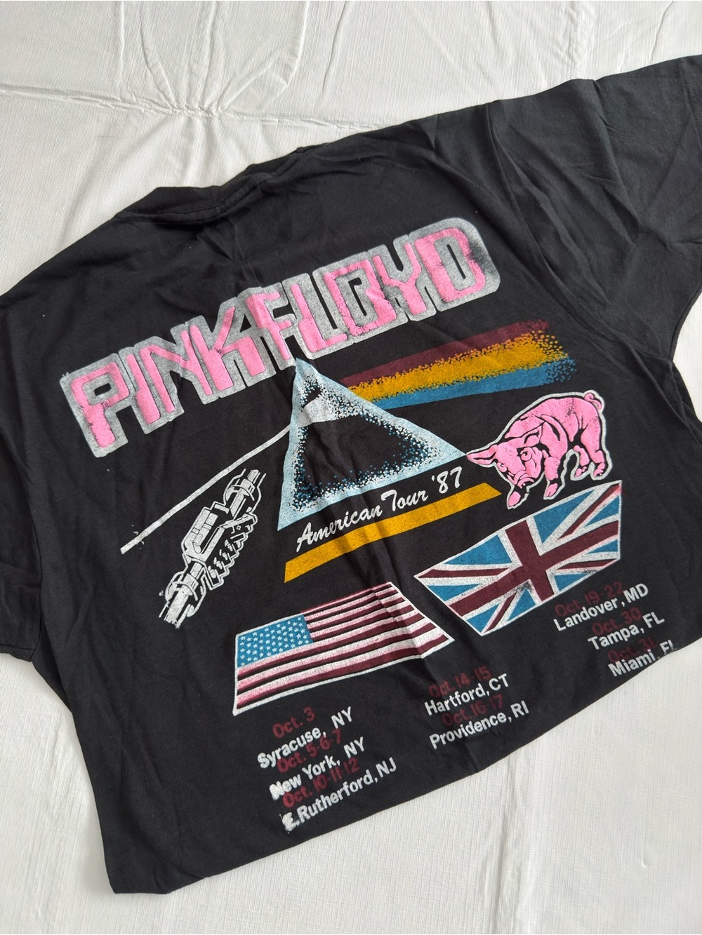 Pink Floyd Black Graphic Tee with Pink, Yellow & Green Tour Art - Picture 4 of 5